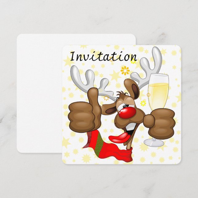 Convite Caráter de Natal Engraçado do Bebado Reindeer (Frente/Verso)