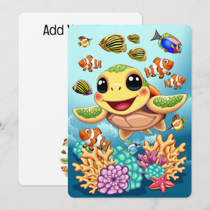 Convite Caráter Feliz e Bonito da Tartaruga do Mar