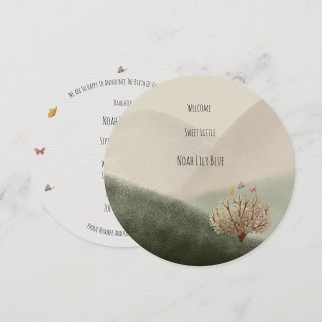 Convite Card (Circle) - Birth Announcement (Frente/Verso)