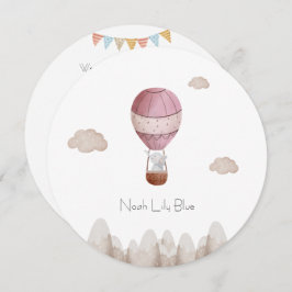 Convite Card (Circle) - Birth Announcement Elephant