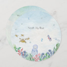 Convite Card (Circle) - Birth Announcement Ocean