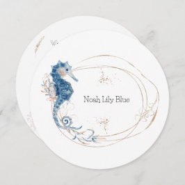 Convite Card (Circle) - Birth Announcement Ocean Kaart