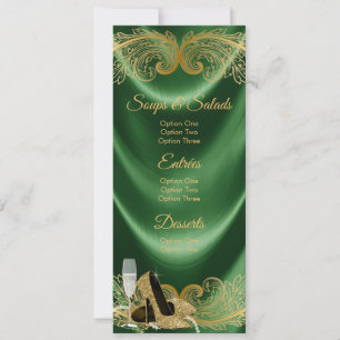 Convite Cardápio de Aniversário Verde Esmeralda e Dourado