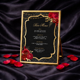 Convite Cardápio de Bar Vermelho Preto e Dourado