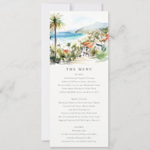 Convite Cardápio de Casamento Aquarela Puerto Vallarta Méx