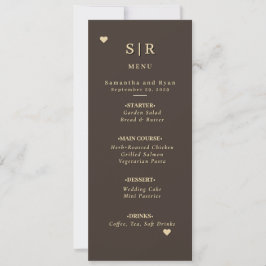Convite Cardápio de Casamento Bege Escuro e Dourado — Luxo