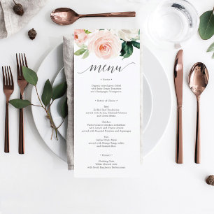 Convite Cardápio de Casamento Blushing Blooms ou Cardápio