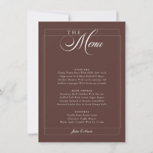 Convite Cardápio de Casamento Caligrafia Marfim Castanho C