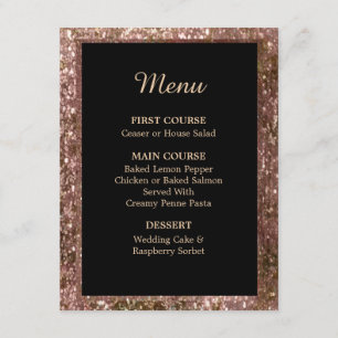 Convite Cardápio de Casamento com Brilho em Rose Gold