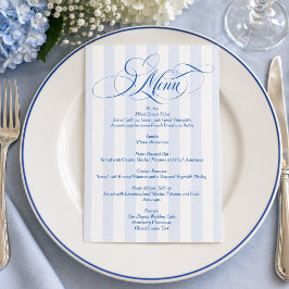 Convite Cardápio de casamento com escrita elegante listrad