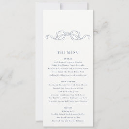 Convite Cardápio de Casamento com Laço Azul Desbotado Mini