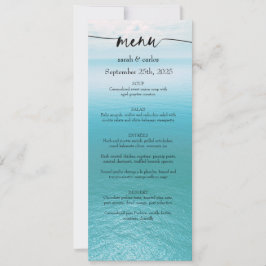 Convite Cardápio de Casamento com Letra de Praia em Aquare
