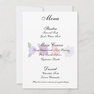 Convite Cardápio de Casamento de Flores Silvestres e Borbo