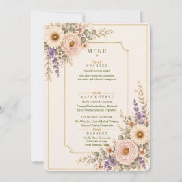 Convite Cardápio de casamento de flores silvestres elegant