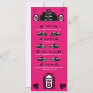 Convite Cardápio de Casamento Diner Retro dos Anos 1950