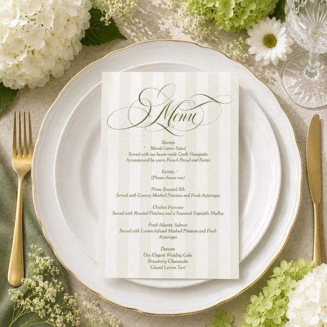 Convite Cardápio de casamento elegante com letras cursivas (Criador carregado)
