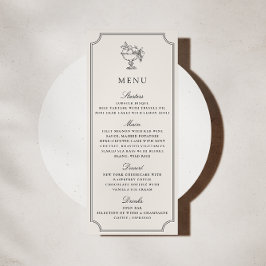 Convite Cardápio de Casamento Elegante com Moldura Dupla d