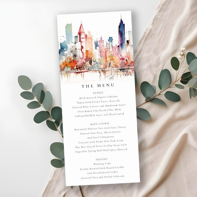 Convite Cardápio de Casamento em Aquarela de Chicago Illin (Criador carregado)