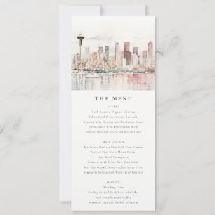 Convite Cardápio de Casamento em Aquarela de Seattle Washi