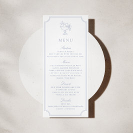 Convite Cardápio de Casamento em Azul Claro com Moldura Du