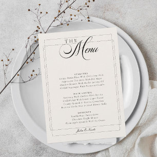 Convite Cardápio de Casamento em Preto Marfim Branco Calig