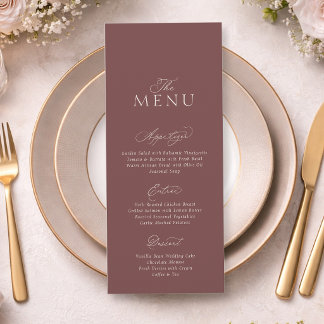Convite Cardápio de Casamento em Script Rosa Poeira Mauve