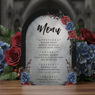 Convite Cardápio de Casamento Floral Gótico de Lápide