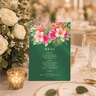 Convite Cardápio de casamento floral tropical Colorido