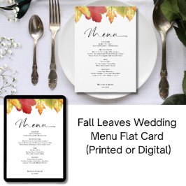 Convite Cardápio de Casamento Folhas de Outono
