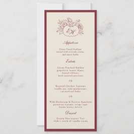 Convite Cardápio de Casamento Formal Abóbora Borgonha