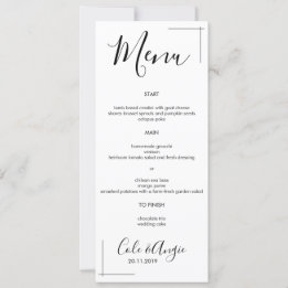 Convite Cardápio de Casamento Minimalista com Fronteira Cr