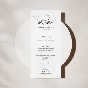 Convite Cardápio de Casamento Minimalista Preto e Branco C
