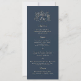 Convite Cardápio de Casamento Monograma de Outono em Doura