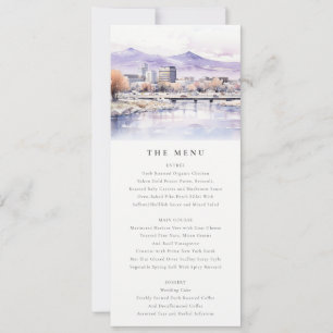 Convite Cardápio de Casamento Paisagem Aquarela em Boise,