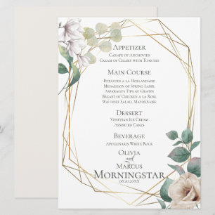 Convite Cardápio de Casamento Peônias Marfim e Magnólias