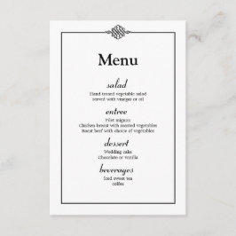 Convite Cardápio de Casamento Preto e Branco Simples e Sof