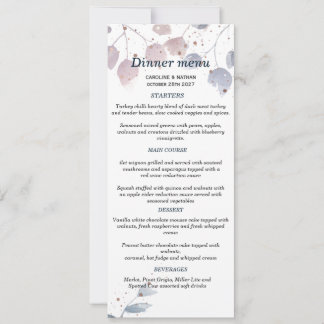 Convite Cardápio de Casamento Simples com Vegetação Elegan