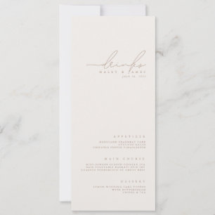 Convite Cardápio de Casamento Simples Elegante Minimalista