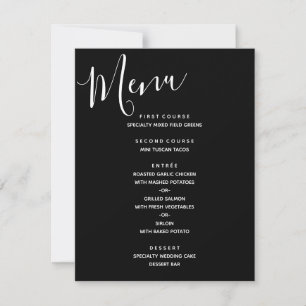 Convite Cardápio de Casamento Simples Preto e Branco Moder