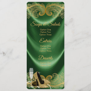 Convite Cardápio de festa de aniversário esmeralda e doura