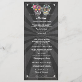 Convite Cardápio de Festa de Casamento Sugar Skulls Chalkb