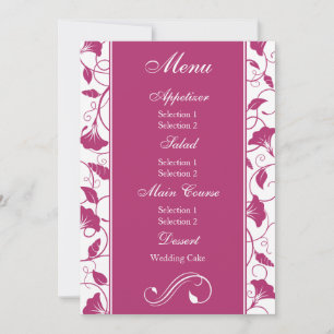 Convite Cardápio de Jantar da Recepção de Casamento Floral
