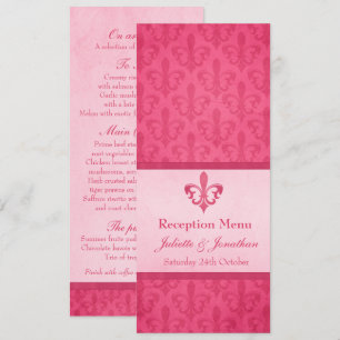 Convite cardápio de jantar da recepção de casamento Pink F