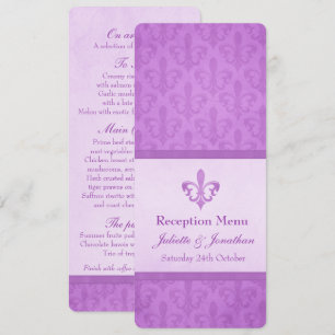 Convite cardápio de jantar da recepção de casamento Purple