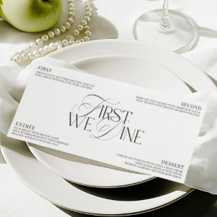 Convite Cardápio de Jantar de Casamento Preto e Branco Ele