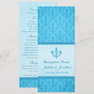 Convite cardápio de jantar de recepção de casamento Blue F