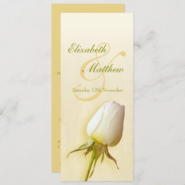 Convite Cardápio de jantar de recepção de casamento com bo (Frente/Verso)