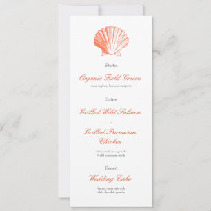 Convite Cardápio de Jantar de Recepção de Casamento Concha