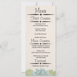 Convite Cardápio de Recepção de Casamento com Suculentas R