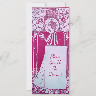 Convite CARDÁPIO DE RESTAURANTE MONOGRAMA Rosa Branco Jant